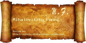 Mihalovitzky Fanni névjegykártya